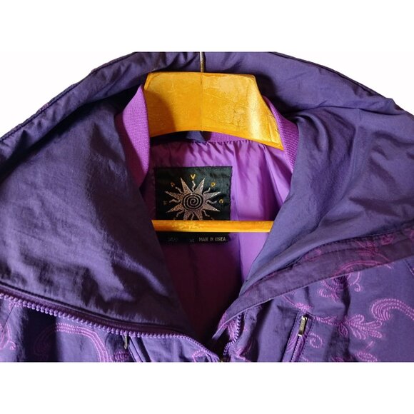 Vintage Havoc Purple Snow Ski Jacket Pockets Size 14 Made In Korea Pull Over - Picture 9 of 16